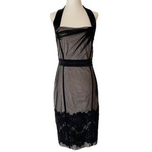 KAREN MILLEN New Black Lace Corset Halter Dress, Size 8